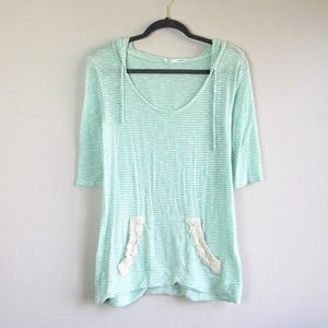 Maurices green striped short sleeve hoodie